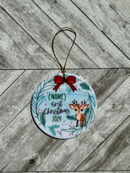 Picture of Personalized Girl Reindeer Ornament - First Christmas Keepsake